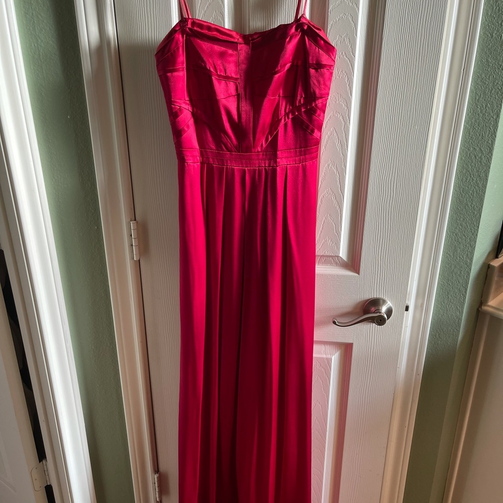 Red long evening gown